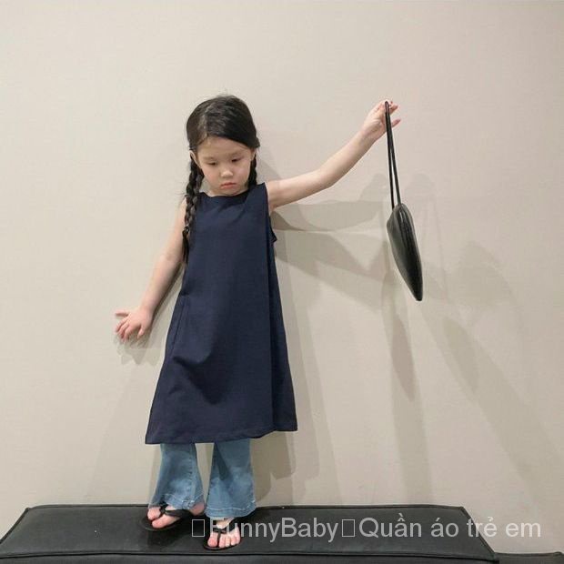 Đầm Dài Không Tay Dáng Rộng Màu Sắc Tươi Tắn Thời Trang Mùa Hè Phong Cách Hàn Quốc Dành Cho Bé Gái