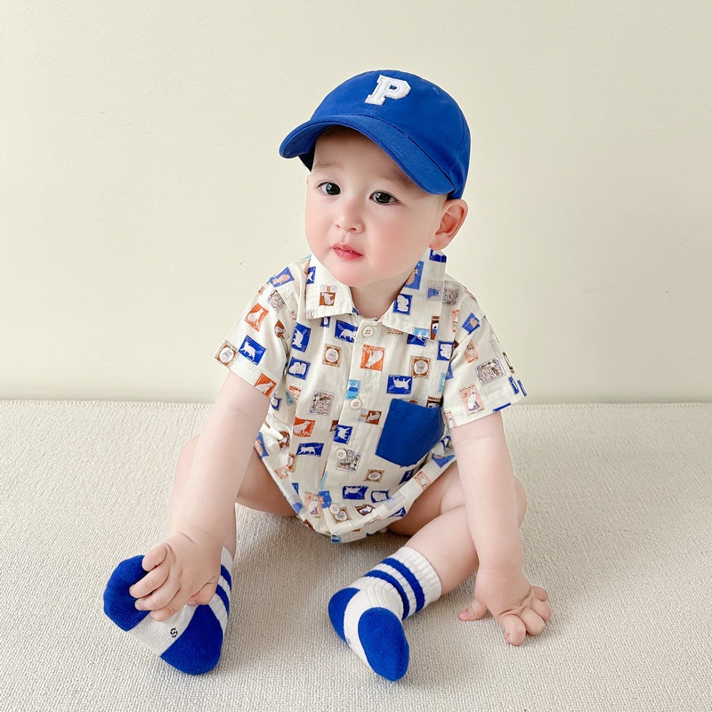 Áo Liền Quần Tam Giác Tay Ngắn In Họa Tiết Động Vật Hoạt Hình Siêu Dễ Thương Thời Trang Mùa Hè Cho Bé Sơ Sinh Từ 0 -