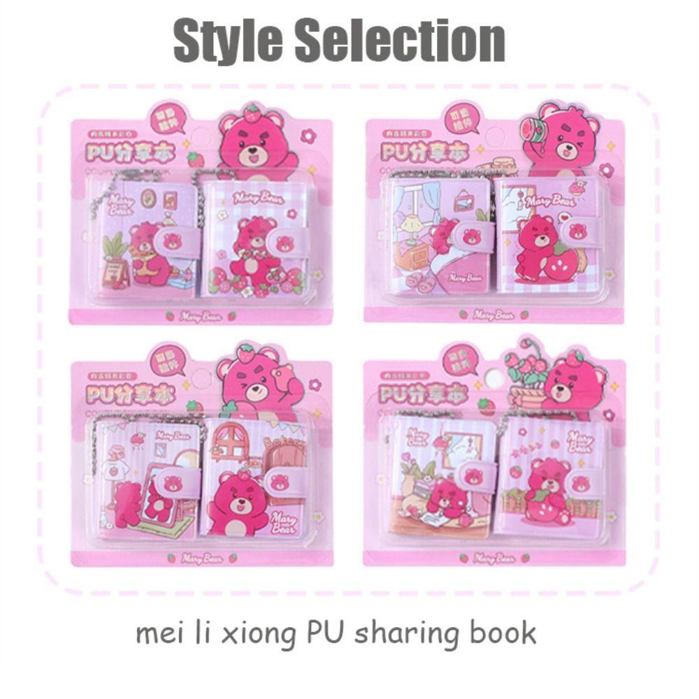 Lanfy Set 2 Sổ Tay mini Họa Tiết Hoạt Hình Gấu Dâu Tây Dễ Thương Kèm Móc Khóa
