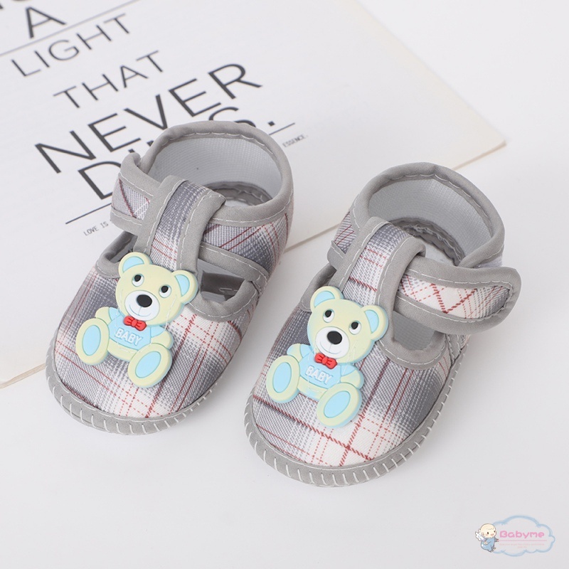 Giày Vải Canvas Họa Tiết Gấu Hoạt Hình Dễ Thương Cho Bé Sơ Sinh Từ 0-12 Tháng Tuổi