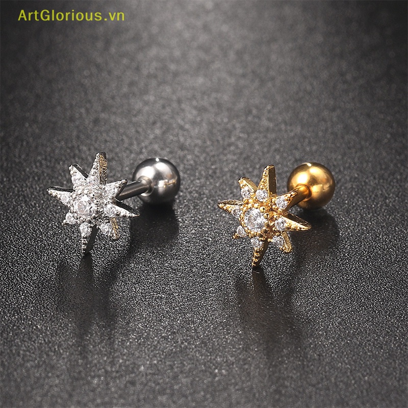 1 Khuyên Xỏ Sụn Tai Đính Đá Zircon Thời Trang Cho Nữ