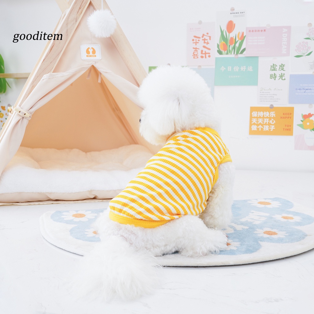 Gooditne Áo Sát Nách Kẻ Sọc Bằng Cotton Mềm Thấm Hút Mồ Hôi Thoáng Khí Dễ Mặc Mùa Hè Cho Thú Cưng