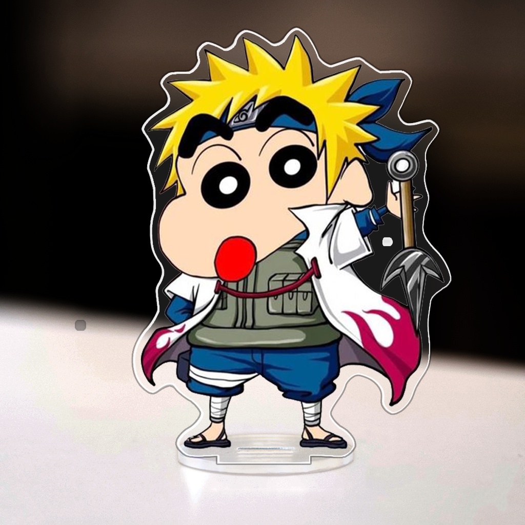 Mô hình đứng standee bằng arcrylic Shin Cậu Bé Bút Chì x Naruto Anime Manga decor góc học tập để bàn làm việc cao 8cm