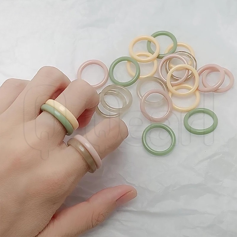 Nhẫn Tròn Họa Tiết Đá Cẩm Thạch Màu Gradient Bằng Nhựa Acrylic Trong Suốt Phong Cách Vintage
