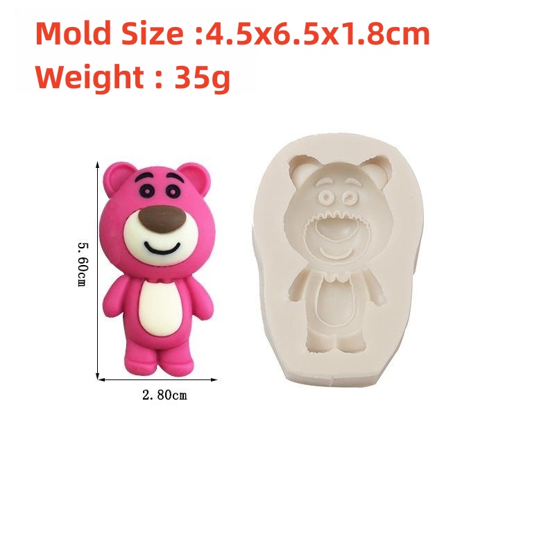 Khuôn Làm Bánh Kẹo / Xà Phòng Nắp Lật Hình Gấu / Dâu Tây Nhỏ Dễ Thương