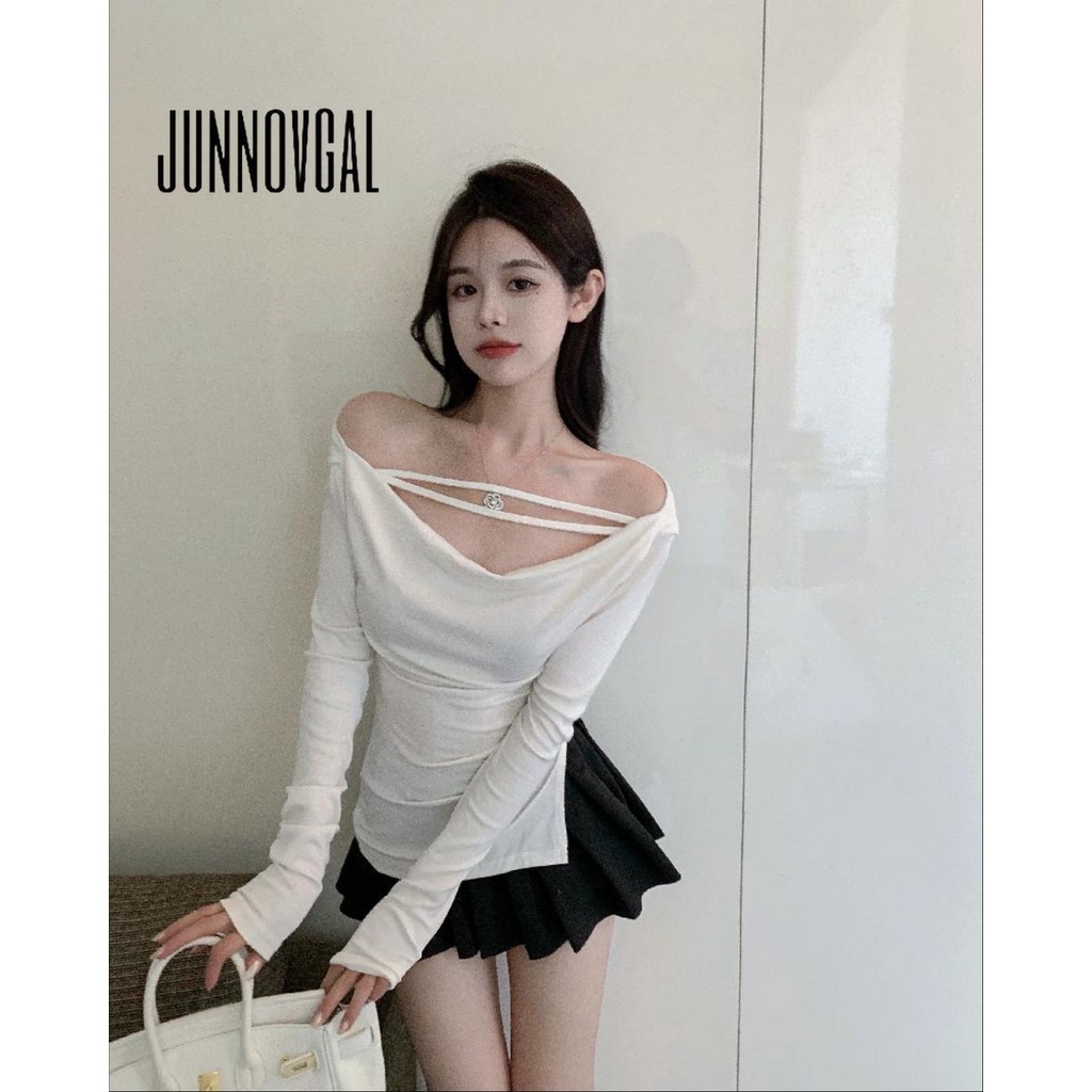 Junnovgal women 2023 thời trang mới skinny hollow sexy đa năng áo sơ mi đáy