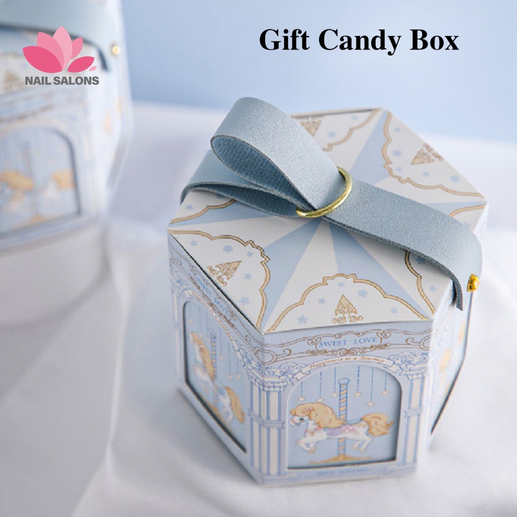 {Bakilili} Hộp Giấy Đựng Kẹo Mứt Kẹo Quà Tặng In Họa Tiết Vòng Xoay Ngựa Gỗ Hoạt Hình Dễ Thương Nhỏ Gọn Dành Cho