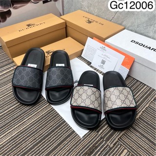 Dép quai ngang gu chỳ nam quai logo đơn giản siêu đẹp, dép lê kẻ sọc thời trang phối đồ cực đẹp