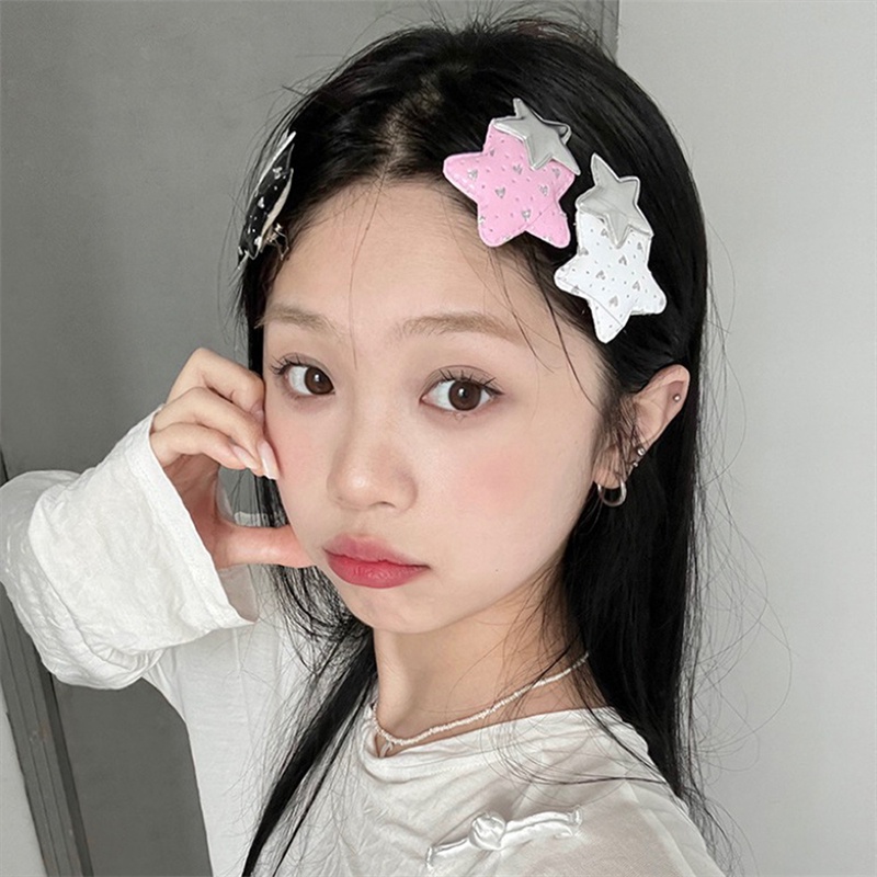 Set 2 Kẹp Tóc Hình Ngôi Sao Năm Cánh Dễ Thương Y2k