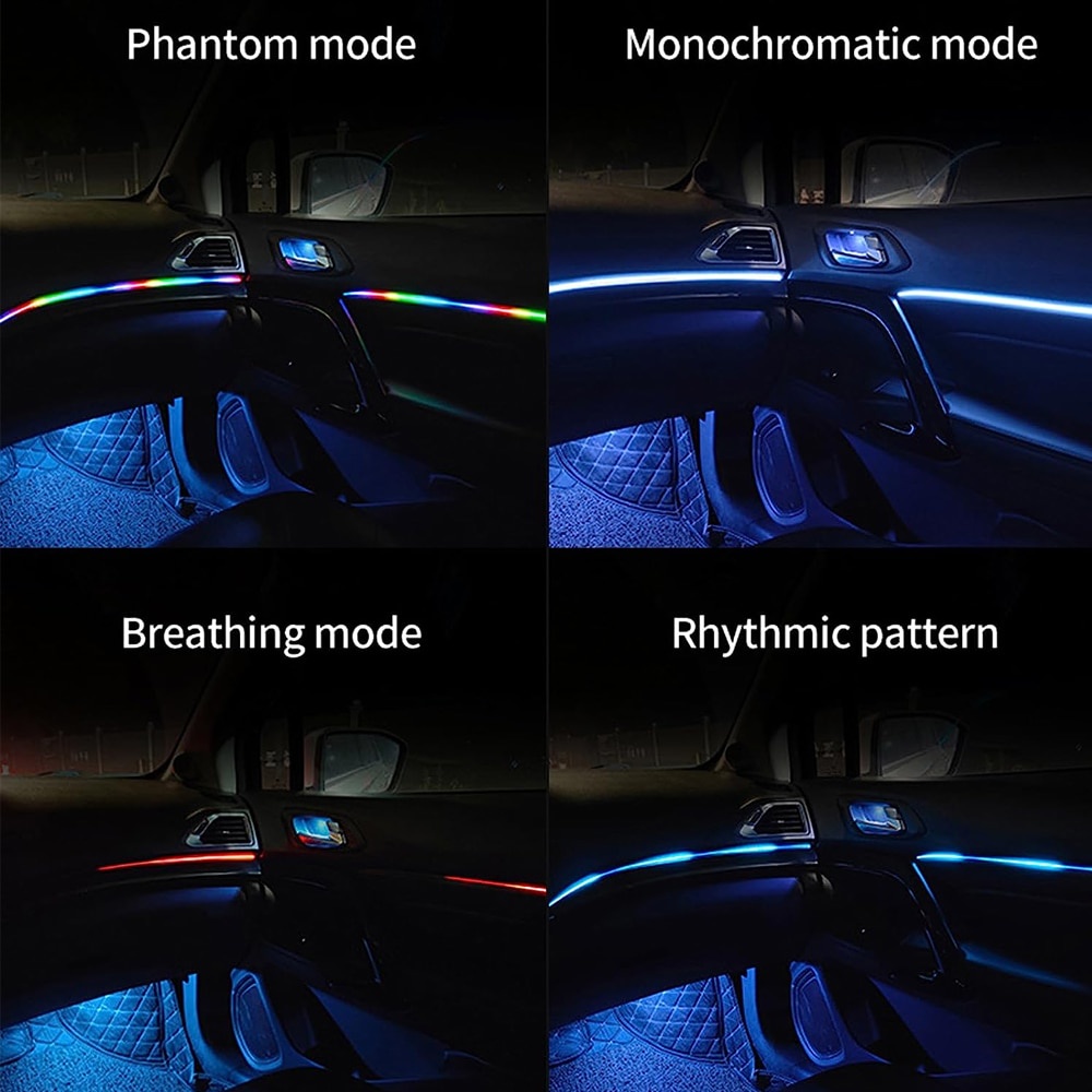 Dây Đèn LED RGB 5V Cổng USB Trang Trí Nội Thất Xe Hơi Kèm Điều Khiển Từ Xa