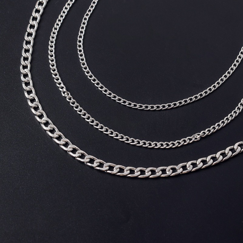 Dây Chuyền Kim Loại Màu Sắc Bạc Phong Cách Hip Hop Đường Phố Cho Nam Và Nữ