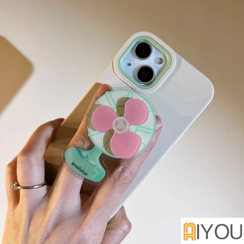 Ốp Điện Thoại Silicon Màu Kẹo Có Giá Đỡ Hình Quạt 3D Dễ Thương Cho iPhone 15 14 13 12 11 Pro Max