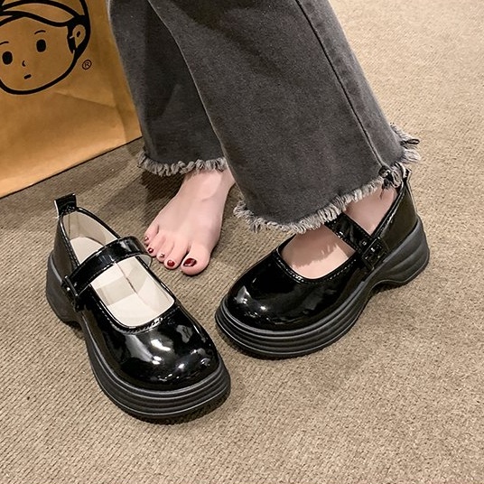 Giày Da Đế Dày Phong Cách Anh Quốc Thời Trang Mùa Hè Cho Nữ