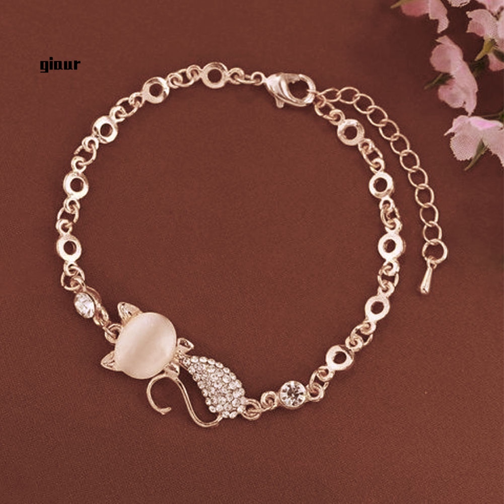 Vòng Tay Đính Đá Opal Nhân Tạo Hình Mèo Thời Trang Cho Nữ