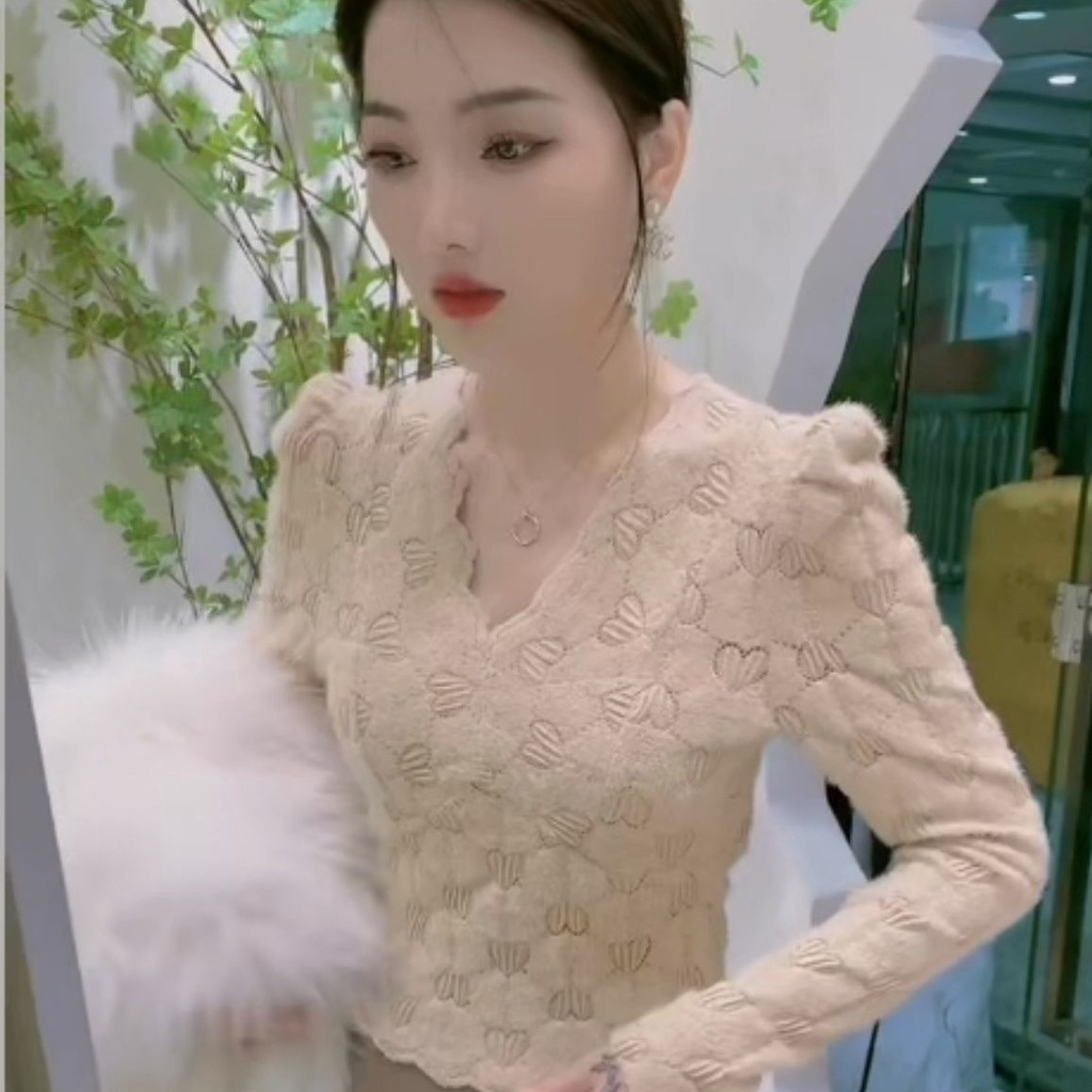 Áo Nữ Tay Dài Phối Ren Thời Trang Quyến Rũ