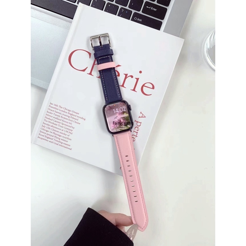 Dây Đeo Đồng Hồ Bằng Da Cừu Hai Màu Kích Thước 49mm 45mm 41mm 44mm 40mm 42mm 38mm Cho iWatch Series 8 7 6 4 3 Se