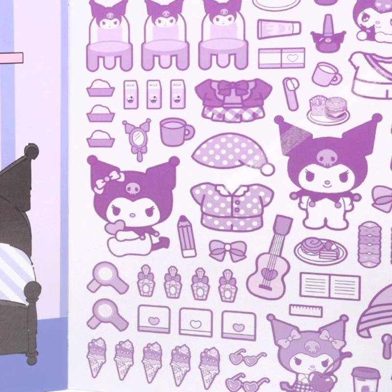 Sanrio mymelody kuromi cinnamoroll cartoon cubic bubble sticker kitchen food themed handbook goo card sticker book toàn bộ trang trí cho trẻ em quà tặng ngày trẻ em