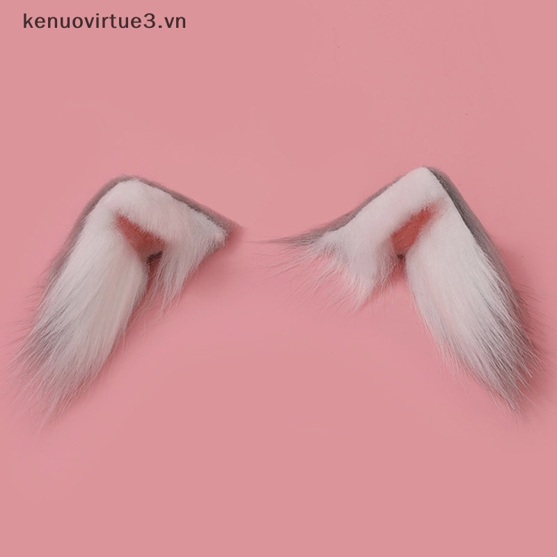 Kẹp Tóc Hình Tai Mèo Phối Lông Hóa Trang Lolita