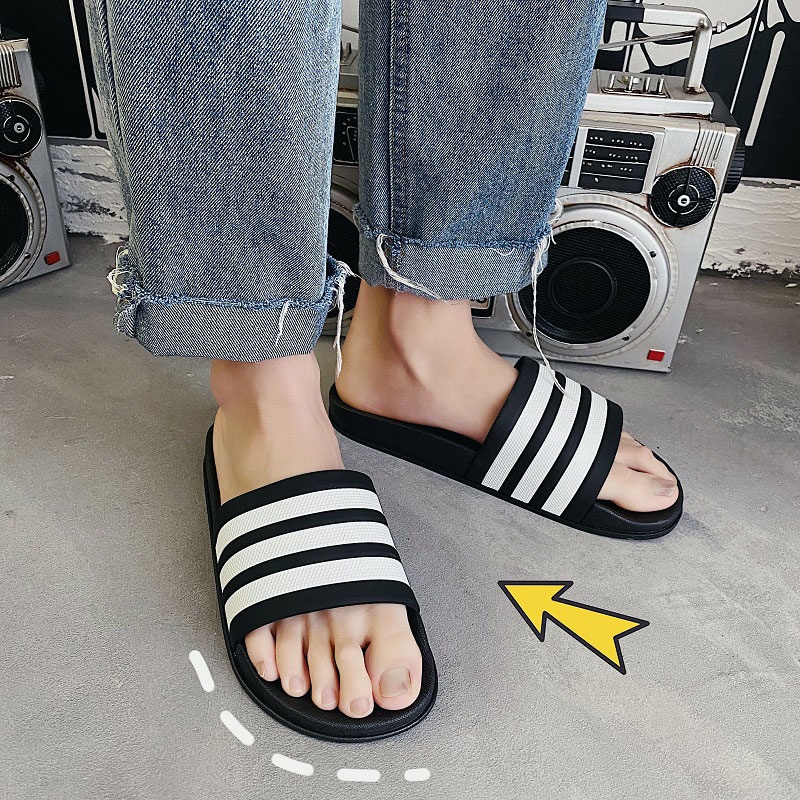 SHANMUSENLIN☘Dép Sandal Ba Sọc Phong Cách Hàn Quốc Đơn Giản Đi Biển Dành Cho Nam Sinh