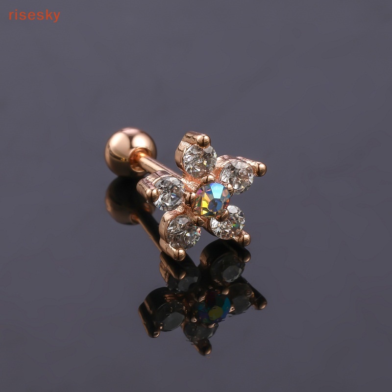 1 Khuyên Tai Xoắn Ốc Đính Đá Zircon Hình Hoa Đơn Giản Thời Trang Dự Tiệc Cho Bạn Gái