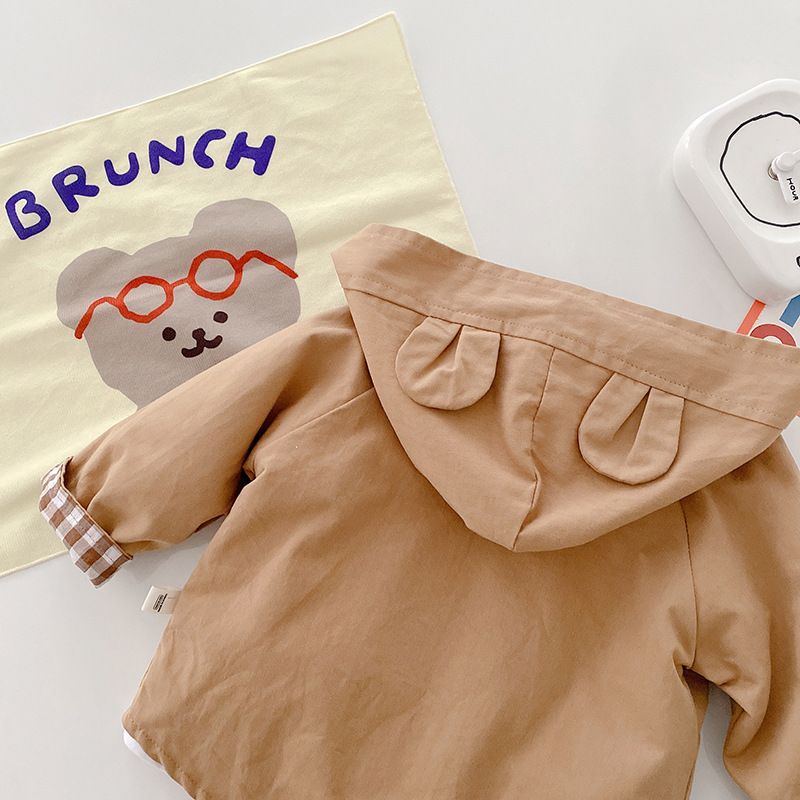 Áo Khoác Kẻ Sọc Ca Rô Hai Mặt In Hoạ Tiết Hoạt Hình Phong Cách Hàn Quốc Dành Cho