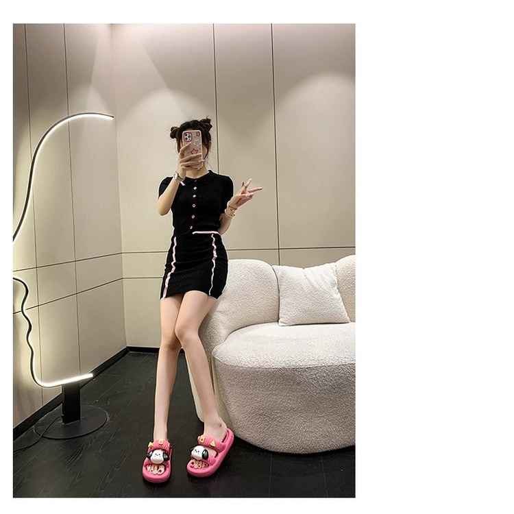 Dép Sandal Đế Xuồng Chống Trượt Thoải Mái In Hình Cún Hoạt Hình Thời Trang Dành Cho Nữ