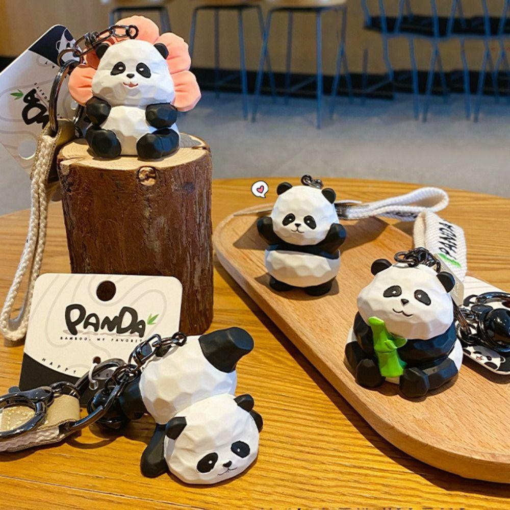 September resin panda doll keyring, animal doll resin, mặt dây chuyền xe hơi phụ kiện túi mô phỏng hoạt hình panda