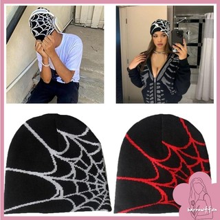 Brroa y2k beanie skullies beanie knit beanie hat spider web hat y2k spider web beanie