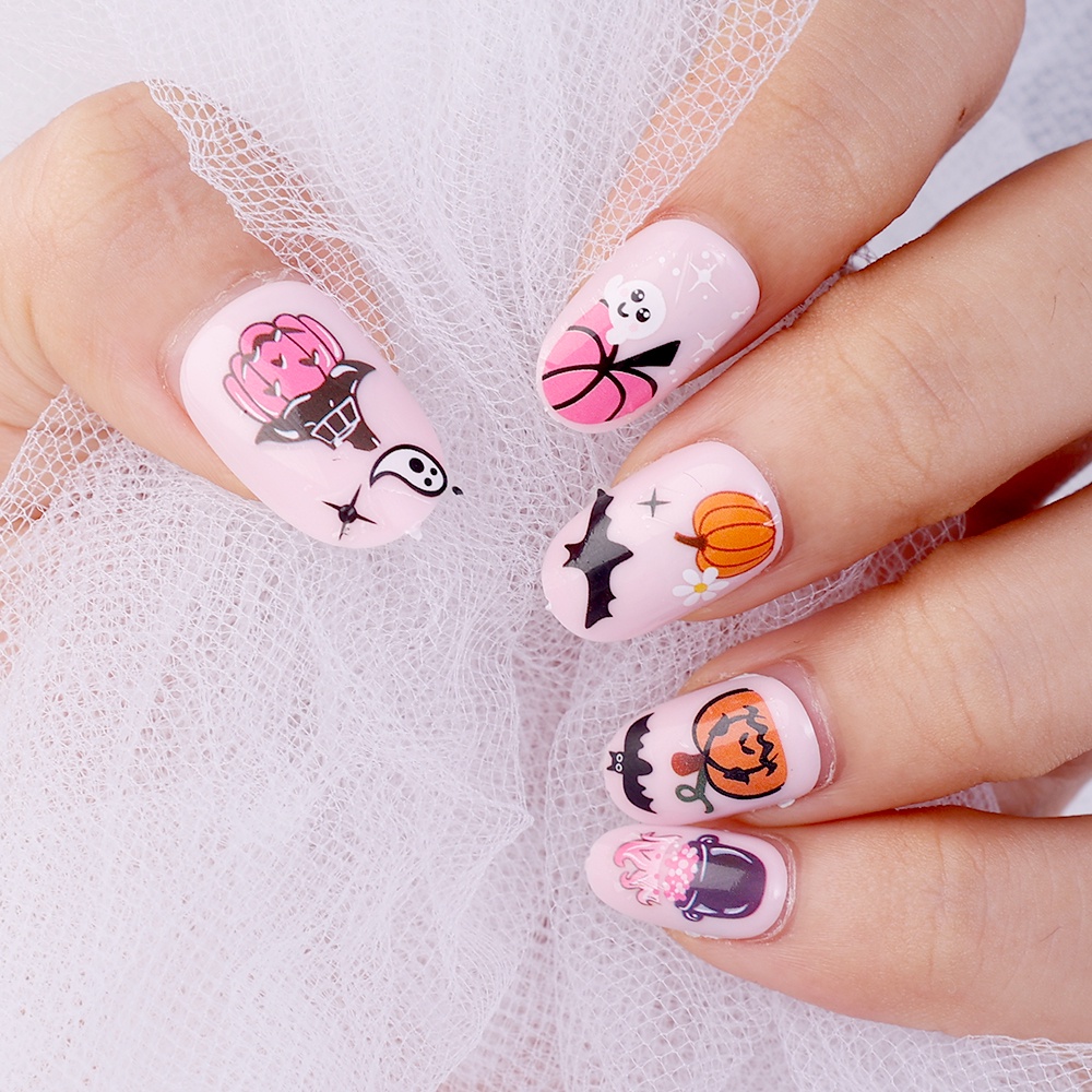 Halloween ma bí ngô dơi mạng nhện dán móng tay / phim hoạt hình giấy dễ thương băng dính móng tay / chuyển nước decal móng tay silder / đồ trang trí nghệ thuật làm móng