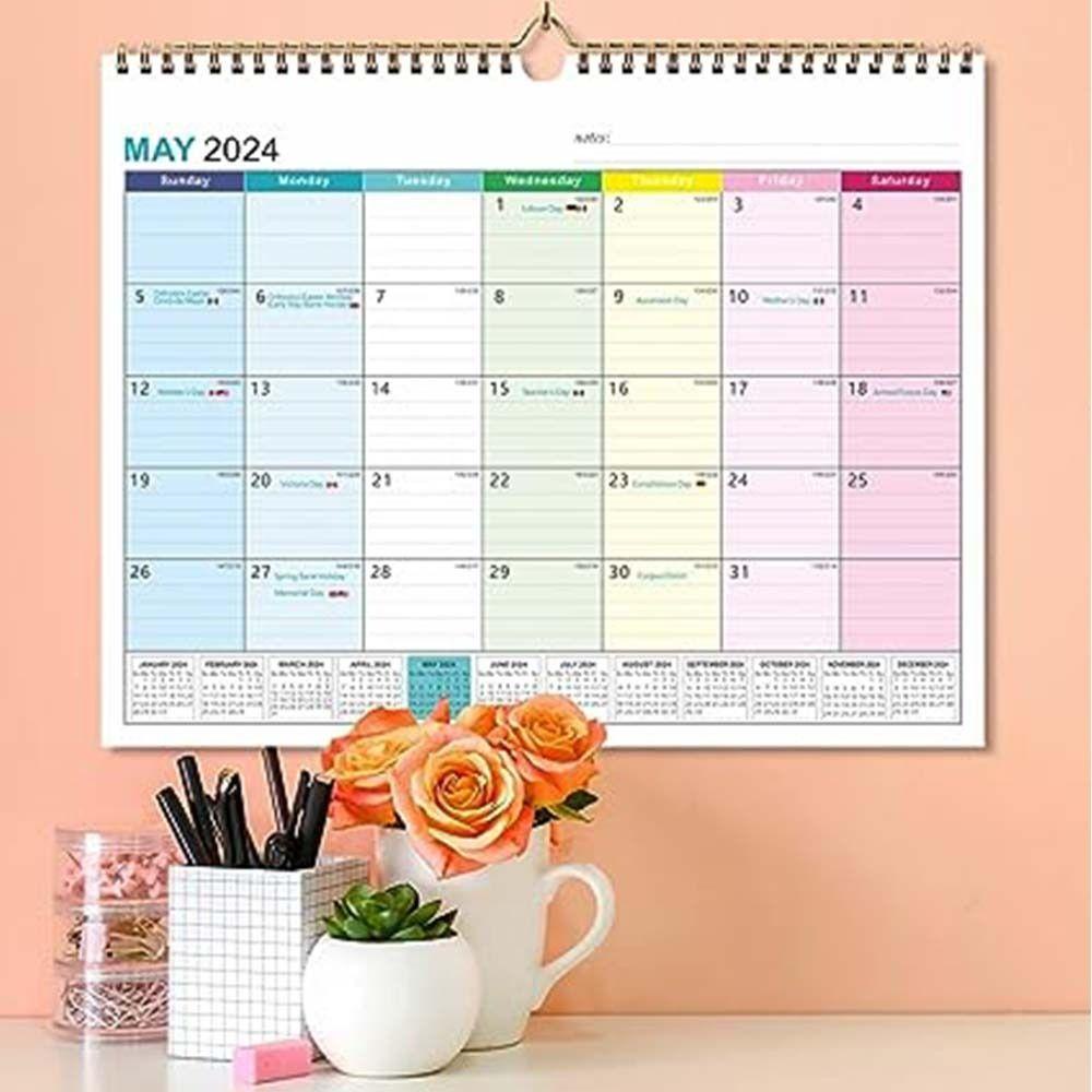 Lịch treo tường UUMIR 19.1.2024 - tháng 6.2025 tiếng anh/ ghi chú/ lên kế hoạch năm chất lượng cao cho văn phòng/tại nhà