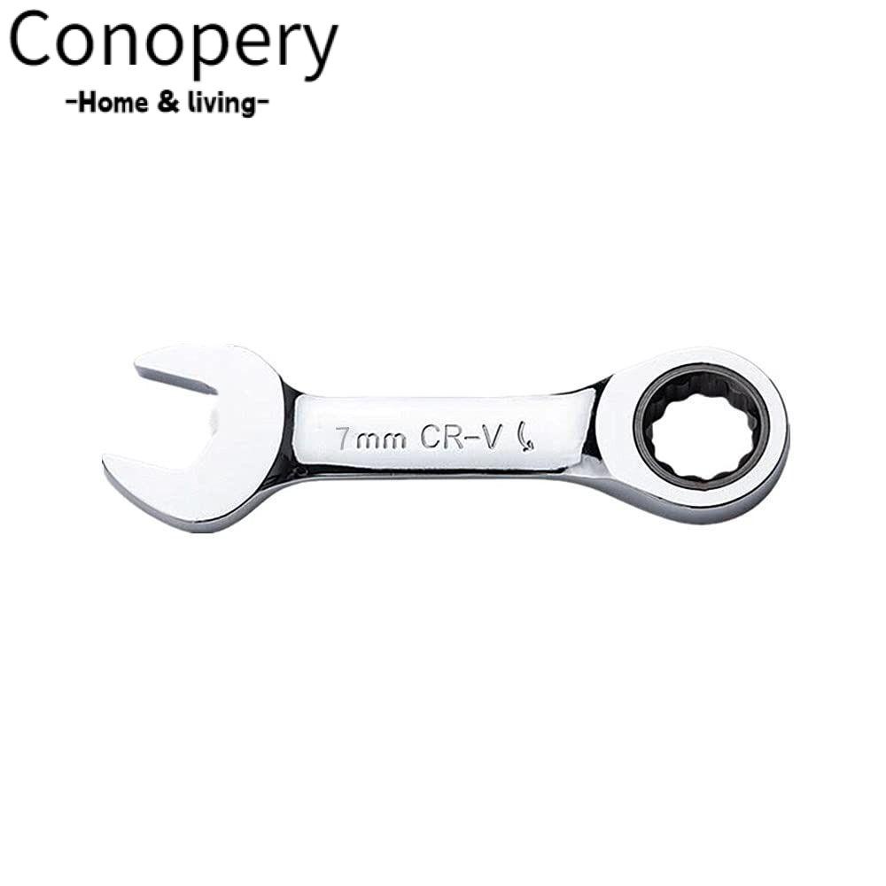 Cờ lê bánh cóc CONOPERY 7mm bằng thép hợp kim 72 răng cố định ngắn cho các dự án không gian chật hẹp