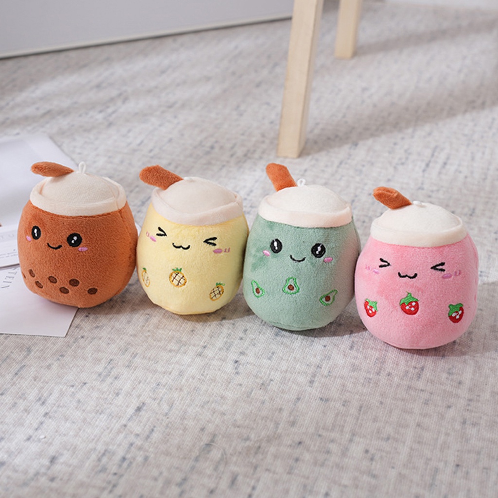 Móc Khóa Hình Bình Trà Sữa Nhồi Bông 11cm Dễ Thương