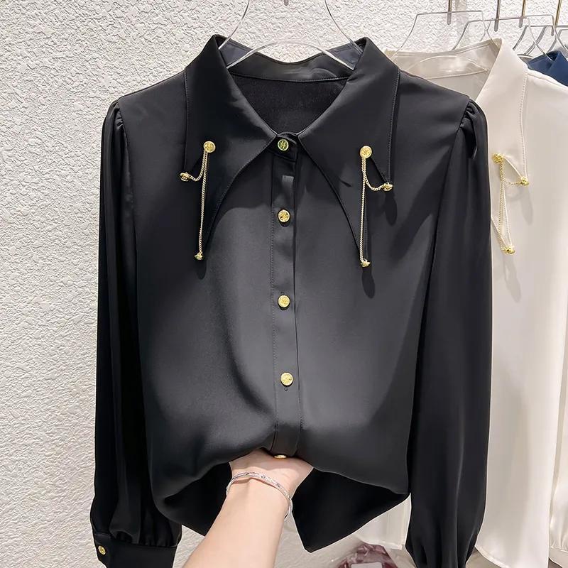 Áo Sơ Mi Chiffon Tay Dài Màu Trơn Thời Trang Mùa Thu