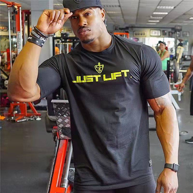 Cotton Sports T-shirt Men's Fitness Short Sleeve Large Size round Neck High Elastic Breathable Casual Top Half Sleeve New xtKZ