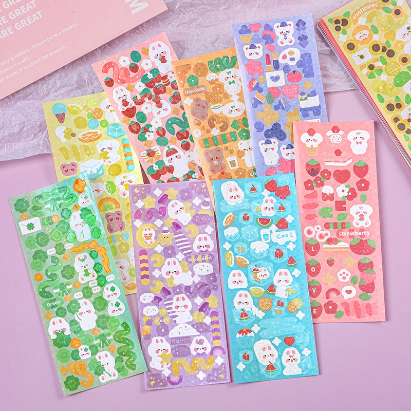 Bộ 10 Miếng Dán Hoạt Hình Trang Trí Sổ Tay diy