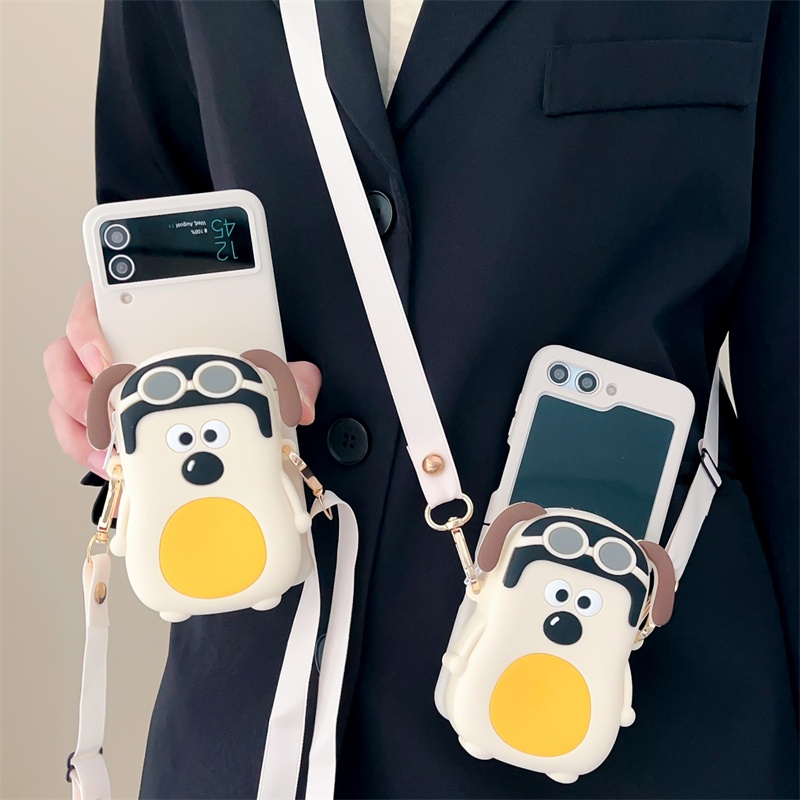 Ốp lưng samsung galaxy z flip 3 flip4 cubic lackey coin purse satchel z flip 5 case gấp ngăn ngừa rơi