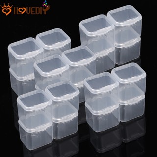Hộp lưu trữ bằng nhựa trong suốt cho đồ trang sức hạt nhỏ / hộp lưu trữ nút tai trong suốt / hộp đựng đồ vuông nhỏ có nắp / bông tai nhẫn trang sức hộp đựng hạt /