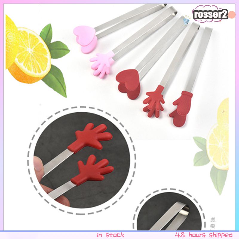 Ins Mini Silicone Kẹp Thực Phẩm Bằng Thép Không Gỉ Dễ Thương Hình Dạng Lòng Bàn Tay Silicone Ice Cube Clip-Rosser2