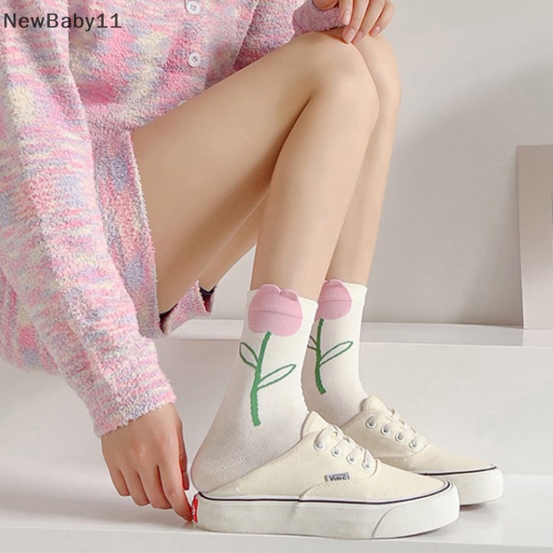 Newbaby 1 đôi tất cho nữ phim hoạt hình dễ thương ống giữa phụ nữ vớ bắp chân thoáng khí.
