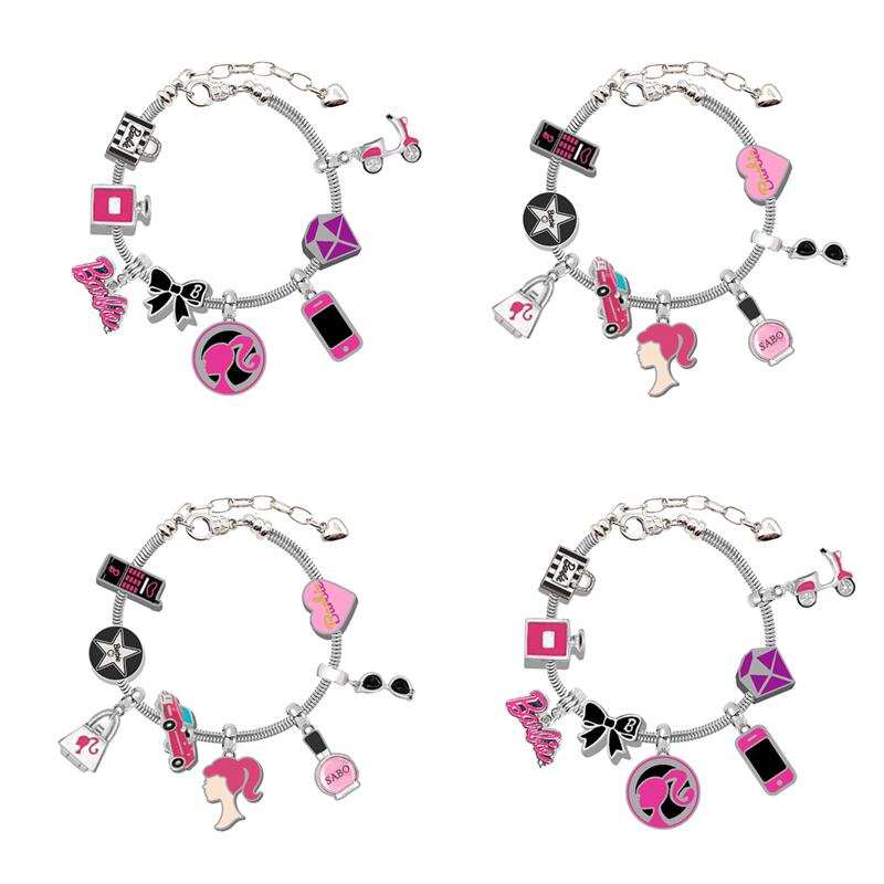 Thời trang barbie vòng tay nữ dễ thương màu hồng barbie girls diy bracelet charm đồ trang trí phụ kiện trang sức quà tặng ngày lễ