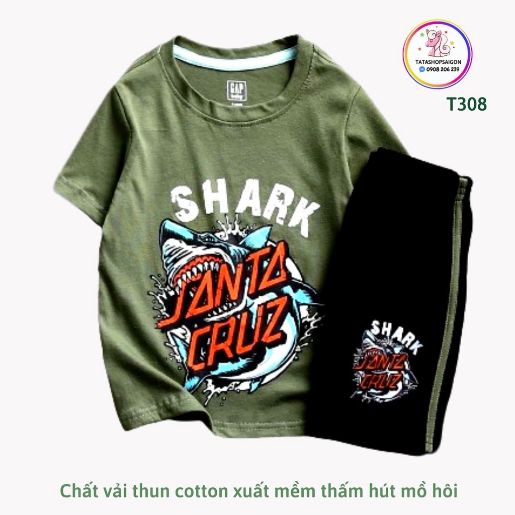 Đồ Bộ Cho Bé Trai 11-40 Kg Cotton Chính Phẩm In Hoạt Hình Hot Trend Mềm Mịn Mát  Set Quần Áo Trẻ Em 1-12 Tuổi T308