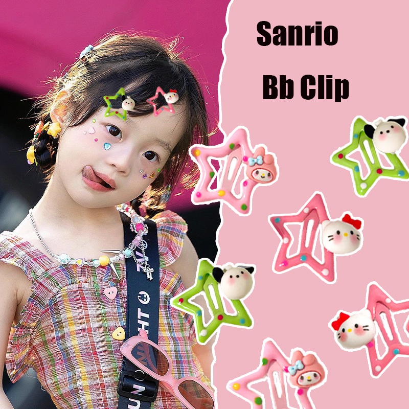 Kẹp tóc kiểu ins / anime dễ thương sanrios kuromi my melody hairpin / kids bb barrettes / girl broken hair bangs side clip / five-pointed star hairpin phụ kiện tóc
