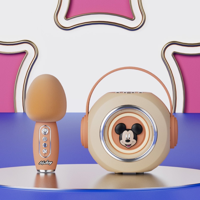 DISNEY : Hai mic sạcdisney e28 không dây bluetooth 5.3 loa mini chuột mickey minnie ánh sáng rgb chất lượng âm thanh hifi ba chế độ hỗ trợ thẻ tf aux bộ loa karaoke gia đình di động