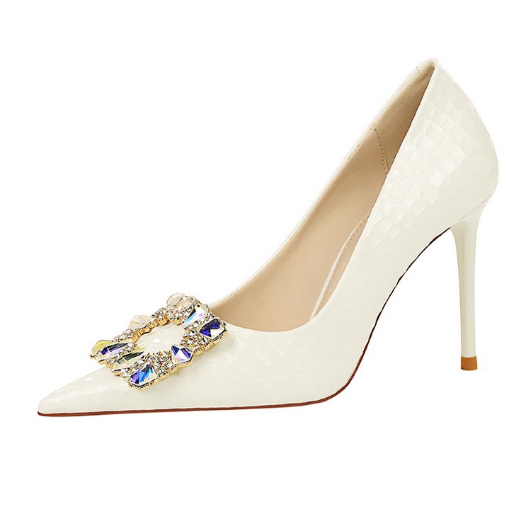 Bigtree Giày Cao Gót 9.5cm Mũi Nhọn Đính Đá Kim Loại Thời Trang Công Sở Cho Nữ