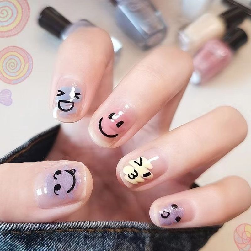 Miếng dán móng tay STZPRONAIL thiết kế graffiti hoạt hình xinh xắn đơn giản