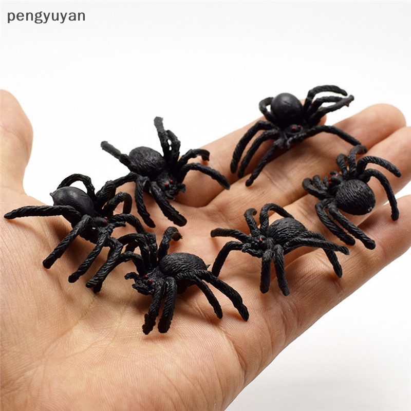 [pengyuyan] 5 cái nhện mô phỏng nhựa dẻo màu đen trò đùa trò đùa đồ chơi halloween quà tặng [mới]