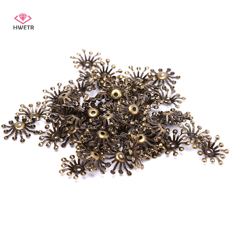 Hwetr 50 cái vintage filigree flower wraps connectors kim loại thủ công mỹ nghệ handmade diy trang sức mới