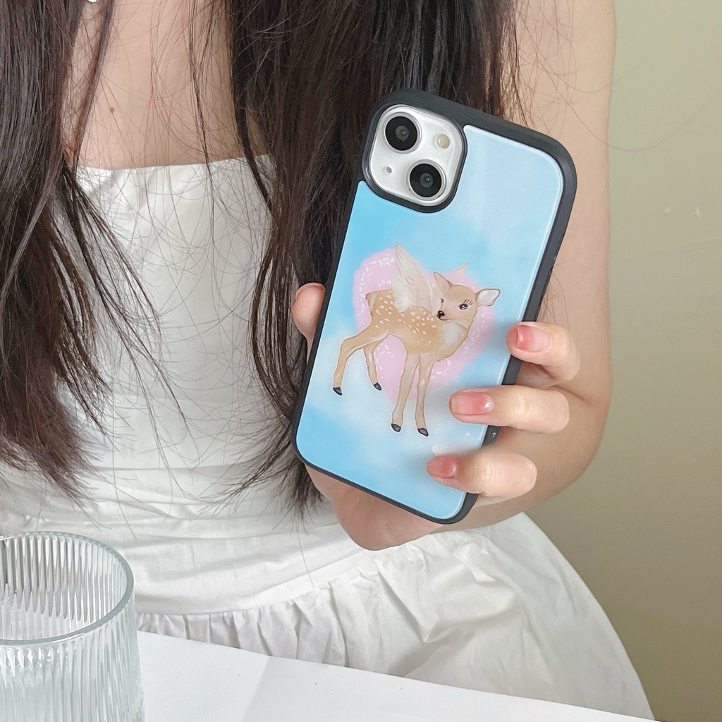 Bao Da Điện Thoại Họa Tiết Hươu Cho Iphone 15pro / 13pro / 14promax / 13promax / 12 / 11 / xsmax / xr Ốp