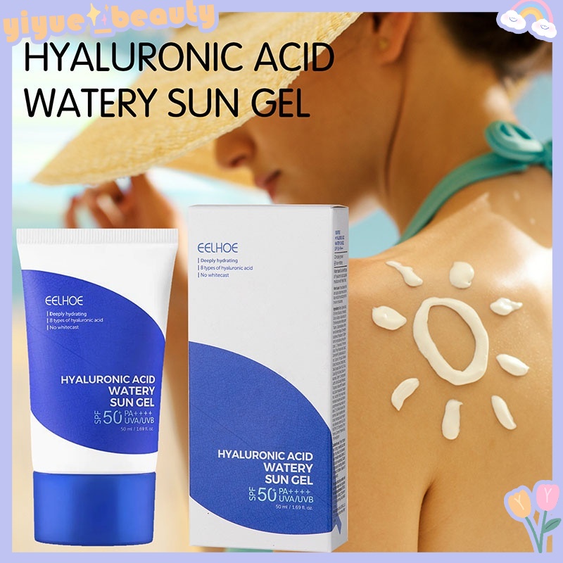 Hyaluronic acid aqua watery sun gel cream spf 50+ pa ++++, kem chống nắng hàn quốc, chống tia cực tím bền lâu, bảo vệ da dưỡng ẩm sâu, bổ sung độ ẩm hb