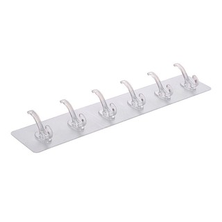 Thanh treo đồ trong suốt dán tường 6 móc, Dán Tường Dùng treo quần áo tiện lợi SUNNY DAY